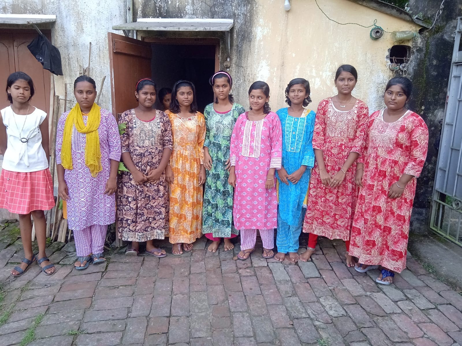 Girls with New Puja Dresses (Agomoni)
